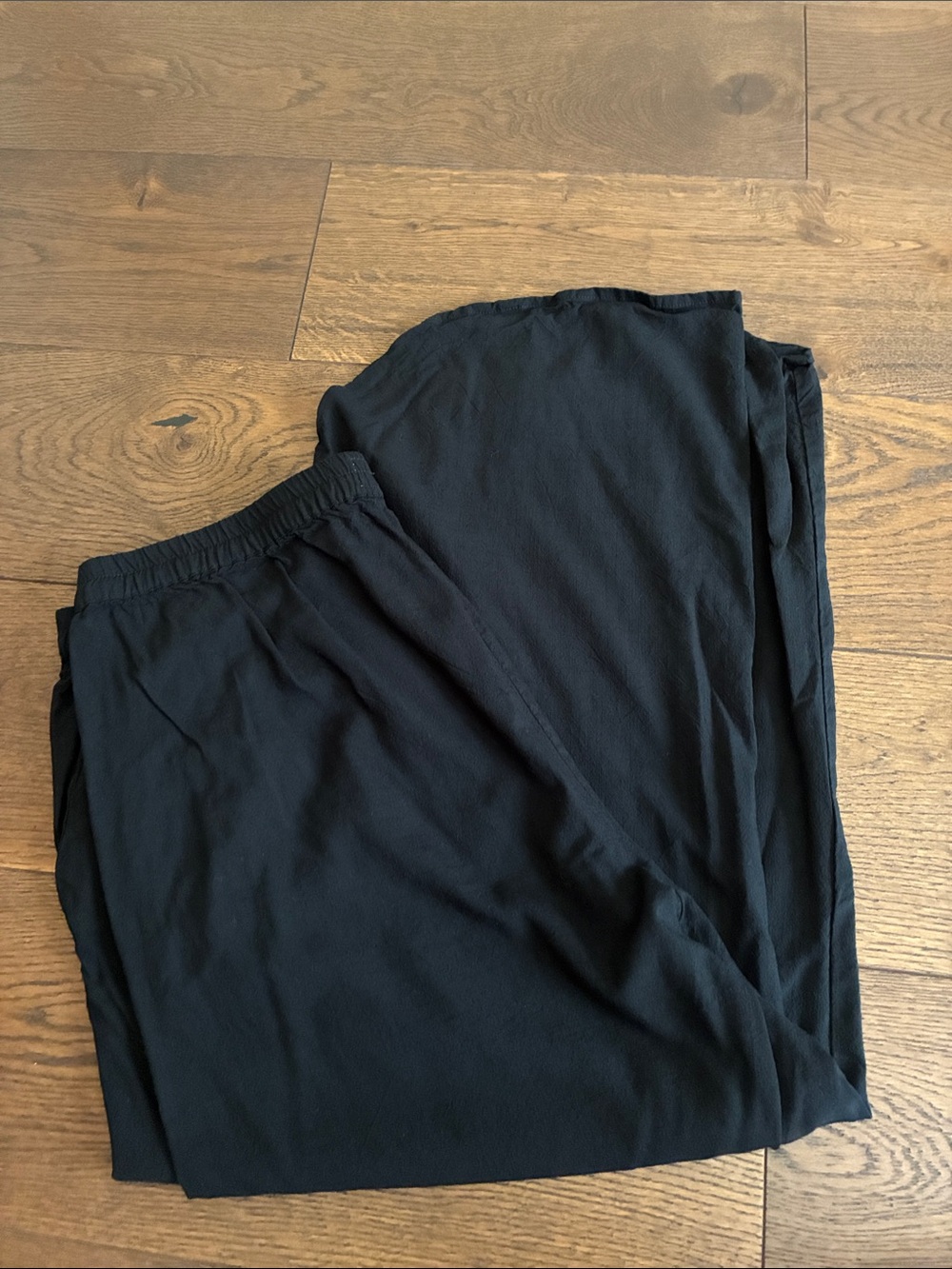 Marine Layer Black Elastic-Waist linen Pants with tulip hem